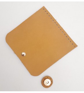 Çanta Aksesuar 14x14 cm Açık Taba Gerçek Deri Çanta Kapağı Light Gold Metalli
