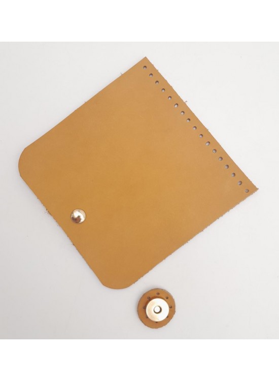 Çanta Aksesuar 14x14 cm Açık Taba Gerçek Deri Çanta Kapağı Light Gold Metalli