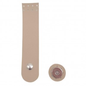 Çanta Aksesuar 14x3 cm Suni Deri Kapak Bej Renk Gümüş Metalli