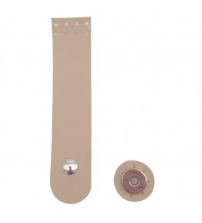 Çanta Aksesuar 14x3 cm Suni Deri Kapak Bej Renk Gümüş Metalli