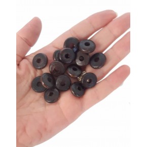 Çanta Aksesuar 15 Mm 10 Adet Koyu Renk Ahşap Yassı Boncuk