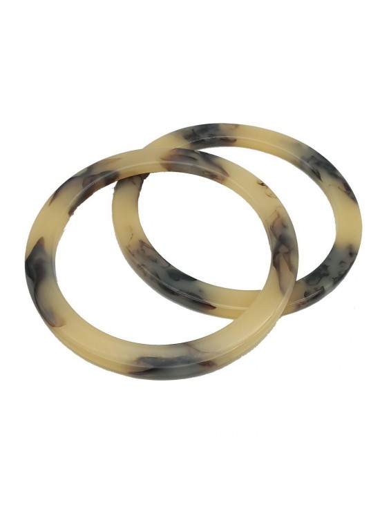 Çanta Aksesuar 15Cm Yuvarlak Akrilik Vizon- Bej Mermer Desen Çanta Sapı