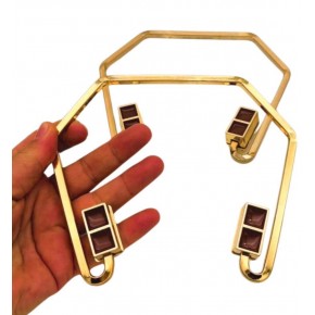 Çanta Aksesuar 15x14 cm Light Gold Renk Vidalı Metal Çanta Sapı Taba Renk Detaylı
