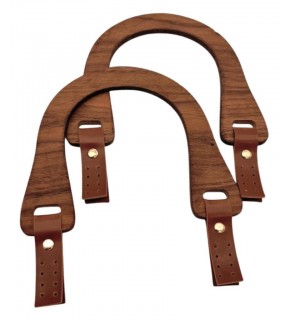 Çanta Aksesuar 15x18 cm Derili  Ahşap Çanta Sapı