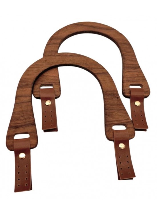 Çanta Aksesuar 15x18 cm Derili  Ahşap Çanta Sapı