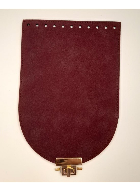 Çanta Aksesuar 15x22 cm Süet Nubuk Deri Bordo Renk Kapak Light Gold Metalli