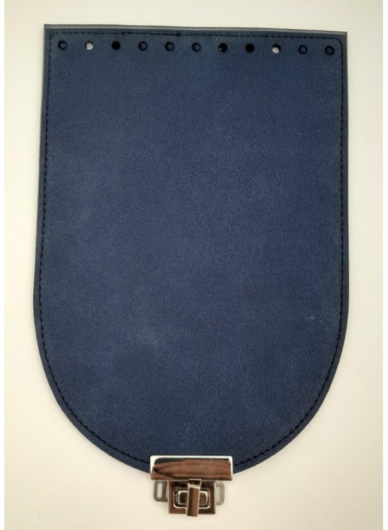 Çanta Aksesuar 15x22 cm Süet Nubuk Deri Lacivert Renk Kapak Gümüş Metalli