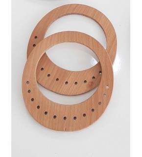 Çanta Aksesuar 16.5X15 Cm, Açık Renk Oval Delikli Ahşap Çanta Sapı