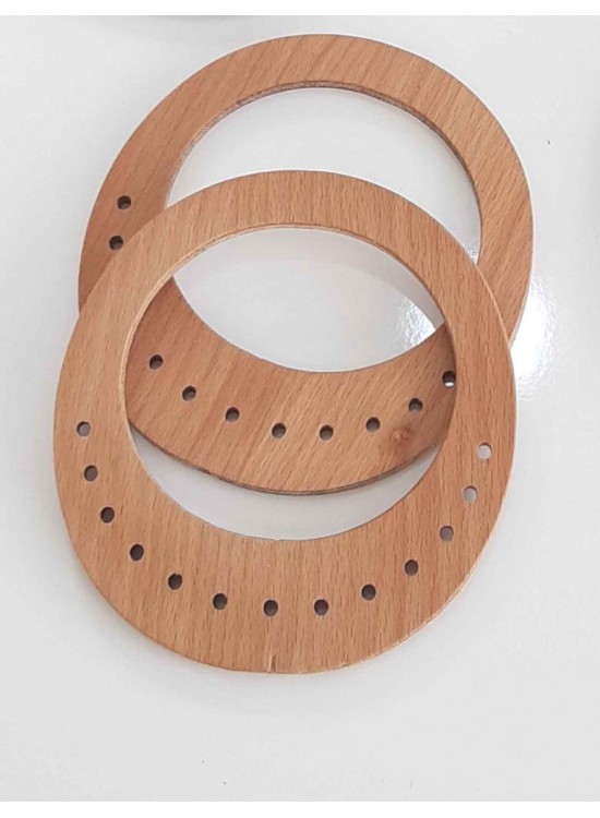 Çanta Aksesuar 16.5X15 Cm, Açık Renk Oval Delikli Ahşap Çanta Sapı