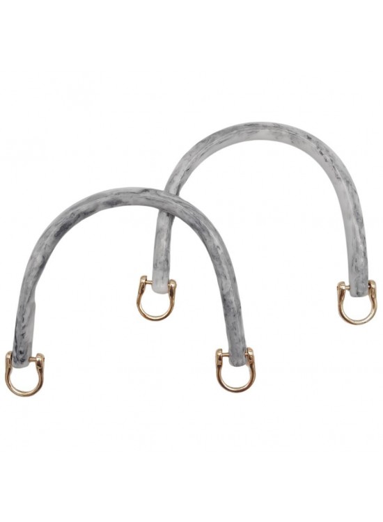 Çanta Aksesuar 16 cm Akrilik Gri Renk Çanta Tutma Sapı Light Gold Metalli