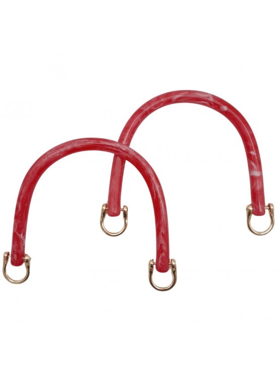 Çanta Aksesuar 16 cm Akrilik Kırmızı Renk Çanta Tutma Sapı Light Gold Metalli
