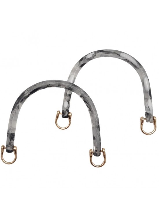 Çanta Aksesuar 16 cm Akrilik Siyah Beyaz Leopar Çanta Tutma Sapı Light Gold Metalli