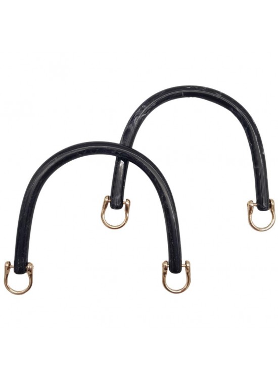 Çanta Aksesuar 16 cm Akrilik Siyah Renk Çanta Tutma Sapı Light Gold Metalli