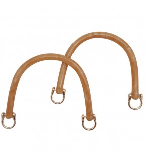 Çanta Aksesuar 16 cm Akrilik Sütlü Kahve Renk Çanta Tutma Sapı Light Gold Metalli