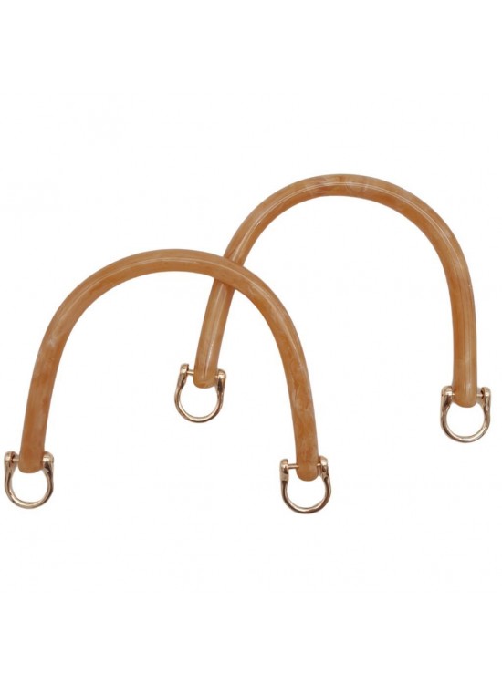 Çanta Aksesuar 16 cm Akrilik Sütlü Kahve Renk Çanta Tutma Sapı Light Gold Metalli