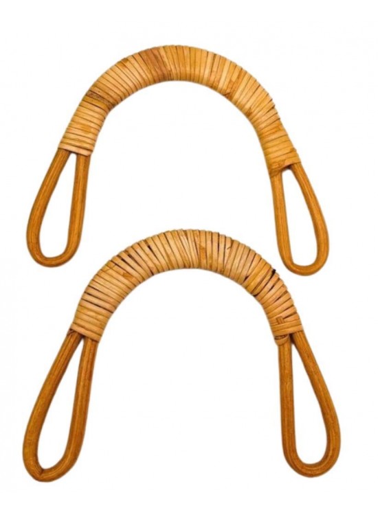 Çanta Aksesuar 16x15 cm Çift Gerçek Bambu Çanta Sapı Çanta Aksesuar 16x15 cm Çift Gerçek Bambu Çanta Sapı