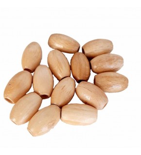 Çanta Aksesuar 17 Mm 10 Adet Açık Renk Ahşap Oval Boncuk