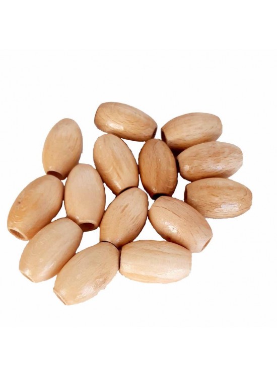 Çanta Aksesuar 17 Mm 10 Adet Açık Renk Ahşap Oval Boncuk