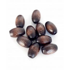Çanta Aksesuar 17 Mm 10 Adet Koyu Renk Ahşap Oval Boncuk