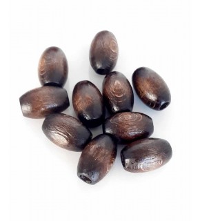 Çanta Aksesuar 17 Mm 10 Adet Koyu Renk Ahşap Oval Boncuk