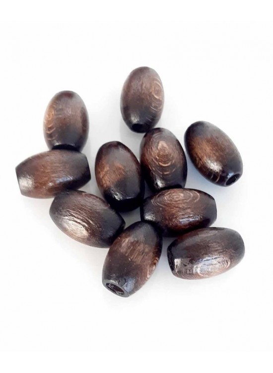 Çanta Aksesuar 17 Mm 10 Adet Koyu Renk Ahşap Oval Boncuk