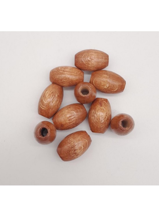 Çanta Aksesuar 17 mm Ahşap Oval Boncuk Taba Renk 10 Adet