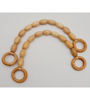 Çanta Aksesuar 17 mm Oval Ahşap Boncuklu 40 cm Çanta Sapı