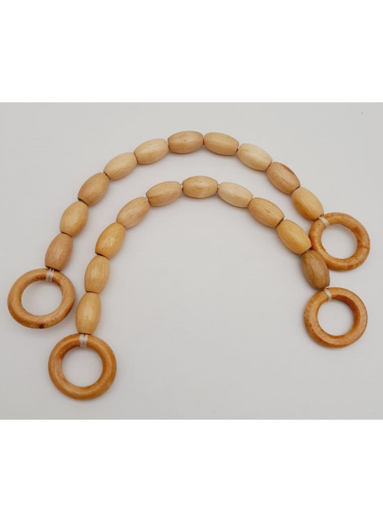 Çanta Aksesuar 17 mm Oval Ahşap Boncuklu 40 cm Çanta Sapı Çanta Aksesuar 17 mm Oval Ahşap Boncuklu 40 cm Çanta Sapı