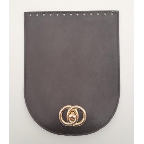 Çanta Aksesuar 17x22 cm Suni Deri Koyu Kahverengi Kapak Light Gold Metalli