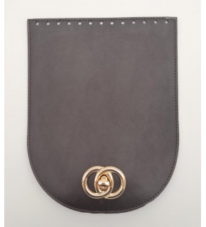 Çanta Aksesuar 17x22 cm Suni Deri Koyu Kahverengi Kapak Light Gold Metalli