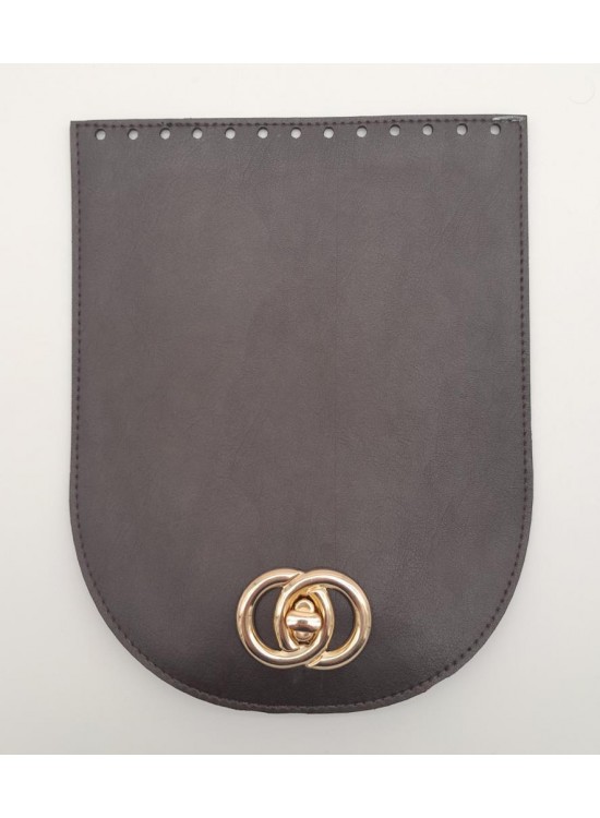 Çanta Aksesuar 17x22 cm Suni Deri Koyu Kahverengi Kapak Light Gold Metalli