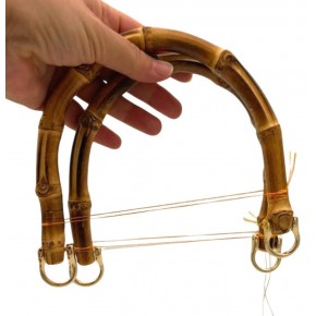 Çanta Aksesuar 18 cm Çift Gerçek Bambu Çanta Sapı Düz Halkalı (Light Gold Metalli)