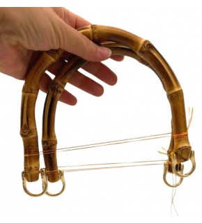 Çanta Aksesuar 18 cm Çift Gerçek Bambu Çanta Sapı Düz Halkalı (Light Gold Metalli)