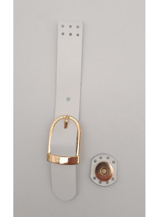 Çanta Aksesuar 18x2,3 cm Beyaz Gerçek Deri Tokalı Çanta Kapağı Light Gold Metalli Çanta Aksesuar 18x2,3 cm Beyaz Gerçek Deri Tokalı Çanta Kapağı Light Gold Metalli