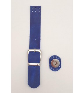 Çanta Aksesuar 18x2,3 cm Crazy Oil Saks Mavi Gerçek Deri Tokalı Çanta Kapağı Gümüş Metalli