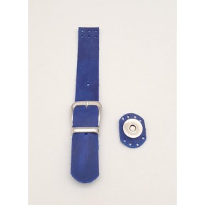 Çanta Aksesuar 18x2,3 cm Crazy Oil Saks Mavi Gerçek Deri Tokalı Çanta Kapağı Gümüş Metalli