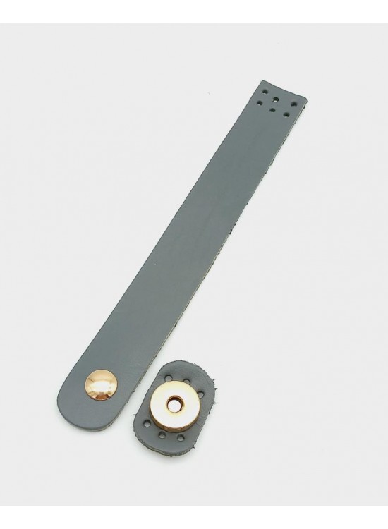 Çanta Aksesuar 18x2,3 cm Gri Gerçek Deri Düz Çanta Kapağı Light Gold Metalli