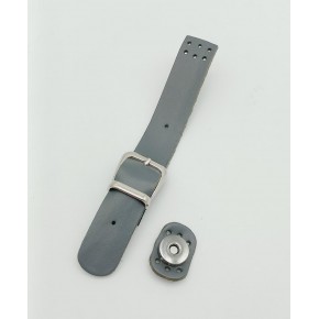 Çanta Aksesuar 18x2,3 cm Gri Gerçek Deri Tokalı Çanta Kapağı Gümüş Metalli