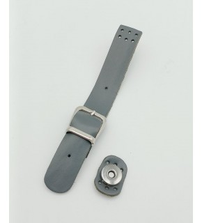 Çanta Aksesuar 18x2,3 cm Gri Gerçek Deri Tokalı Çanta Kapağı Gümüş Metalli