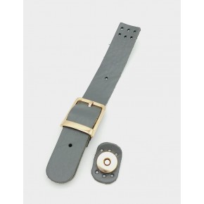 Çanta Aksesuar 18x2,3 cm Gri Gerçek Deri Tokalı Çanta Kapağı Light Gold Metalli