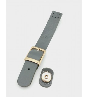 Çanta Aksesuar 18x2,3 cm Gri Gerçek Deri Tokalı Çanta Kapağı Light Gold Metalli