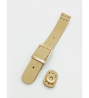 Çanta Aksesuar 18x2,3 cm Ham (Doğal) Gerçek Deri Tokalı Çanta Kapağı Light Gold Metalli