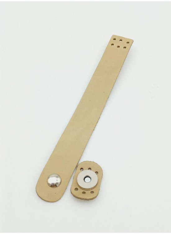 Çanta Aksesuar 18x2,3 cm Ham (Doğal) Renk Gerçek Deri Düz Çanta Kapağı Gümüş Metalli