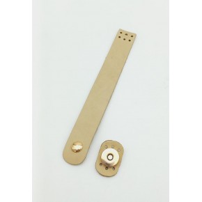 Çanta Aksesuar 18x2,3 cm Ham (Doğal) Renk Gerçek Deri Düz Çanta Kapağı Light Gold Metalli
