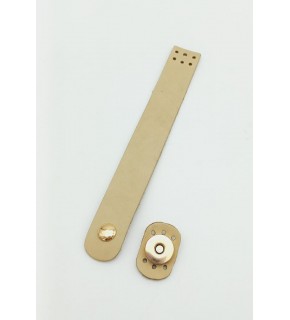 Çanta Aksesuar 18x2,3 cm Ham (Doğal) Renk Gerçek Deri Düz Çanta Kapağı Light Gold Metalli