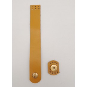 Çanta Aksesuar 18x2.3 cm Hardal Gerçek Deri Düz Çanta Kapağı Antik Metalli