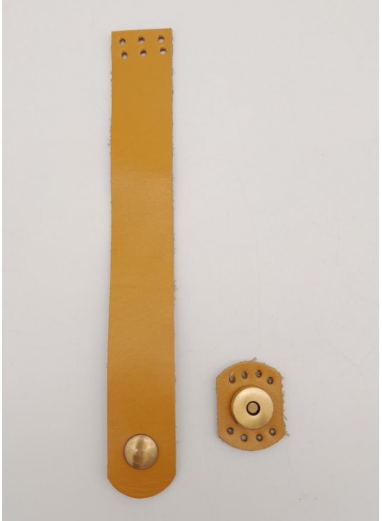 Çanta Aksesuar 18x2.3 cm Hardal Gerçek Deri Düz Çanta Kapağı Antik Metalli