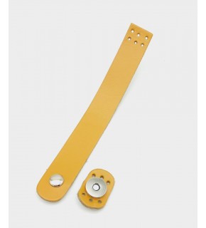 Çanta Aksesuar 18x2,3 cm Hardal Gerçek Deri Düz Çanta Kapağı Gümüş Metalli