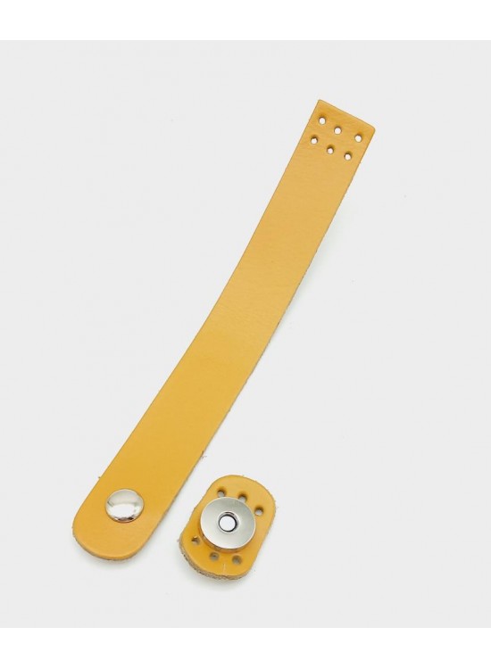 Çanta Aksesuar 18x2,3 cm Hardal Gerçek Deri Düz Çanta Kapağı Gümüş Metalli