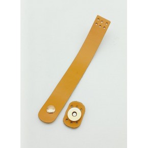 Çanta Aksesuar 18x2,3 cm Hardal Gerçek Deri Düz Çanta Kapağı Light Gold Metalli